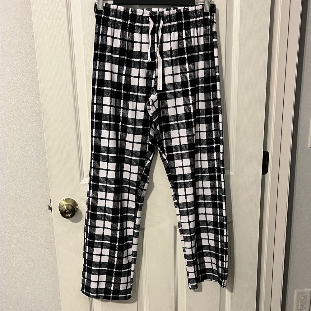Calvin Klein Black and White Plaid Lounge Pants